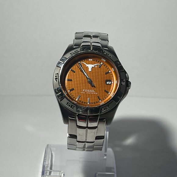 Texas Longhorns NCAA Stainless-Steel Men's Watch by Fossil NEW (RARE) - Picture 7 of 9